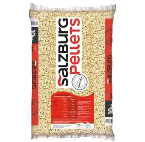 Pellet SALZBURG da 10 KG – Originale 100% Abete Austriaco, certificato ENplus A1 e DINplus - Alto potere calorifico (77 sacchi da 10 kg)